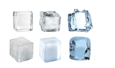 block of ice Cold blue crystal clear frozen block of ice melting to create pool of water on reflective steel surface ice blocks Frosty translucent, frigid cold blue ice block melting to create pool