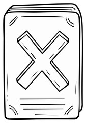 Obraz premium Line Art Sketch of a Closed Book with an 'X' Symbol on Its Cover - Education and Creativity