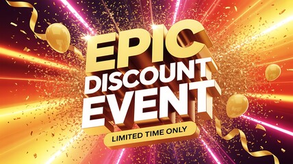 Don't miss out on this epic discount event for a limited time only, a golden opportunity to save with confetti and balloons to celebrate the savings, shop now and enjoy the deals