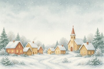 Fototapeta premium Cozy winter village scene.