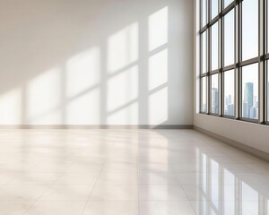 Fototapeta premium Empty modern coworking area ready for work, minimal architecture