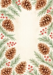 Rustic pinecone festive border