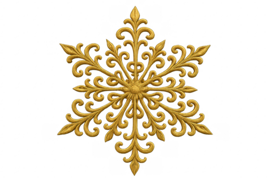 Golden ornate filigree star ornament on transparent background - Powered by Adobe