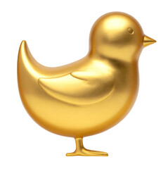 Golden little bird 3D isolated on transparent background