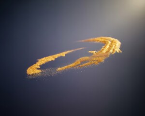 Abstract Golden Particle Trail Swirls Gracefully Against a Dark Moody Background with Soft Light Creating a Mesmerizing Dynamic Movement Effect