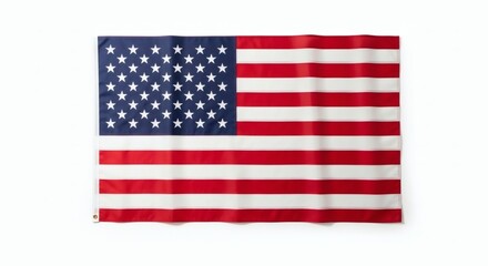 Obraz premium The national flag of the United States of America with its stars and stripes isolated on a clean white background