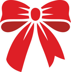 Classic Red Festive Bow Icon: Gift, Decoration, and Holiday Symbol