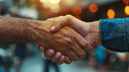 Close-up of a handshake between professionals, symbolizing trust, collaboration, and successful business partnership.