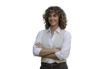 Woman with curly hair isolated on transparent background