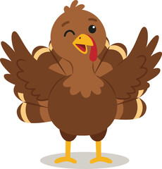 cute turkey cartoon character with happy pose