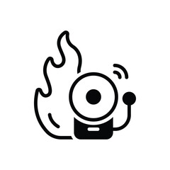 Black solid icon for fire alarm
