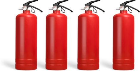 A red fire extinguisher stands alone in a bright, sunlit, minimalist room, safety first. Red fire extinguisher on white a fire extinguisher Over white Studio Background. Free Space. Red Fire Ext