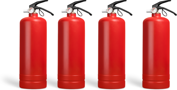 A red fire extinguisher stands alone in a bright, sunlit, minimalist room, safety first. Red fire extinguisher on white a fire extinguisher Over white Studio Background. Free Space. Red Fire Ext