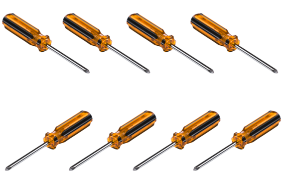 A screwdriver tools on transparent background Phillips screwdriver isolated on transparent background professional realistic screwdriver with a plastic handle. isometric 3d construction tool isolated.