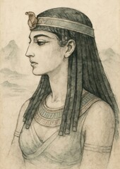 Fototapeta premium Ancient Egyptian queen portrait illustration.