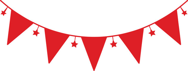 Red Festive Bunting Banner with Stars: Party and Celebration Decor