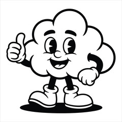 Cheerful Cartoon Cloud Character Giving a Thumbs Up Gesture weather happy
