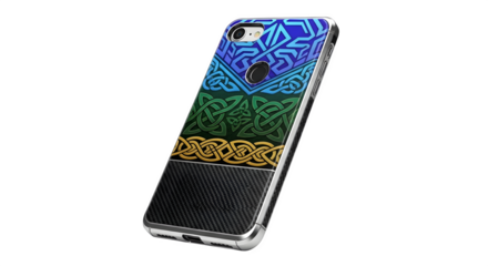 Celtic knot design phone case isolated on transparent background for protection