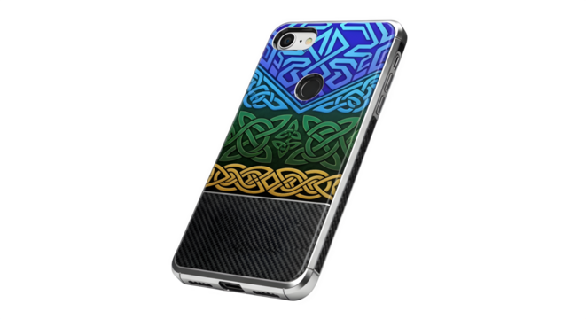 Celtic knot design phone case isolated on transparent background for protection