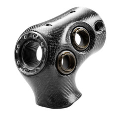 Close-Up of Modern Carbon Fiber Prosthetic Knee Joint, Isolated on Transparent Background, Advanced Prosthetic Technology Concept