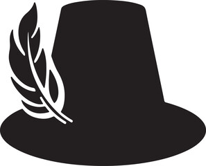 Elegant feather hat icon vector on a transparent background
