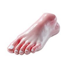 Artificial Foot with Realistic Silicone Skin Cover, Isolated on Transparent Background, Medical and Prosthetic Concept