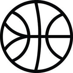 Simple black and white illustration of a classic basketball design element
