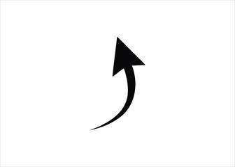 Sleek Black Arrow Curving Upward, Vector Icon Illustration