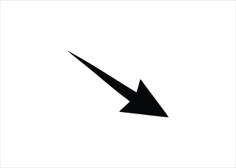 Minimalist Black Arrow Pointing Downward Diagonal Direction Icon