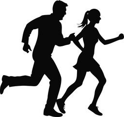 Silhouette of a couple running together depicting movement and energy