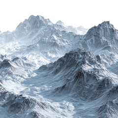 Mountain landscape with snow isolated on transparent background 