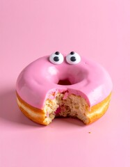 Pink donut with googly eyes (1)