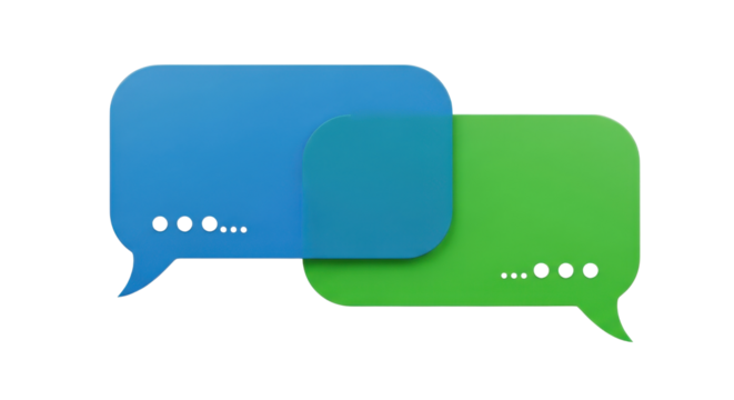 Dialogue messaging icon representing online conversation, mobile chat, and social media discussion. isolated PNG with Transparent Background