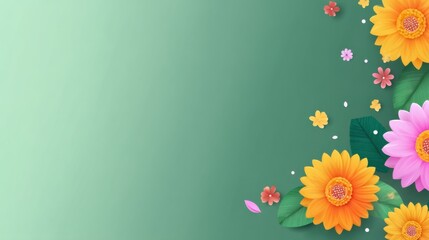 Vibrant floral arrangement nature digital art green background close-up beauty of nature