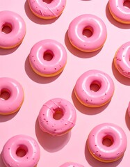 Pink donuts pattern on pink background