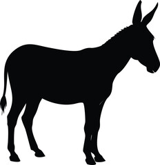 A simple black silhouette depicting the side profile of a donkey
