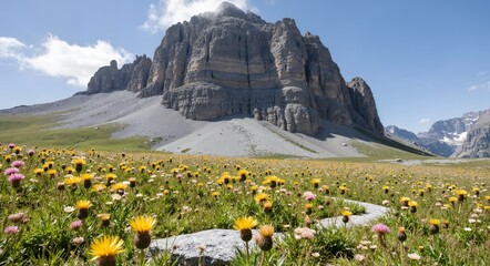 alpine meadow with flowers