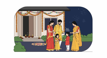 Hindu diwali day, happy diwali illustration #45