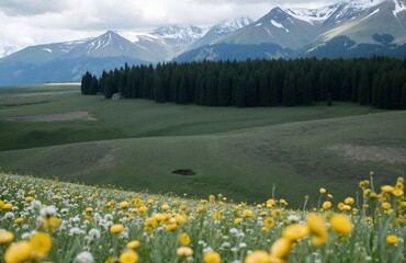 alpine meadow with flowers