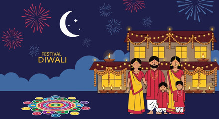 Hindu diwali day, happy diwali illustration #3