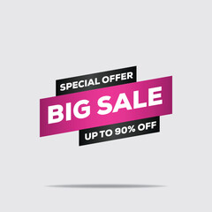 3D Big Sale Sign – Pink & Black, Up to 90% Off, Modern Minimalist Design