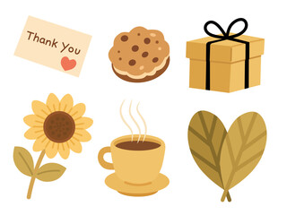 Gratitude Elements in Cute Flat Style for Thank You Cards