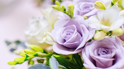 Close up of elegant pastel colored floral arrangement for special occasions