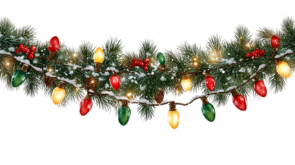 Realistic Christmas string lights isolated on transparent glowing fairy garland elements high resolution PNG clipart for holiday cards banners posters and web