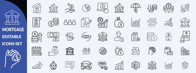 Loan and credit line icons. Editable stroke. For website marketing design, logo, app, template, ui, etc. big icon Vector set design .1