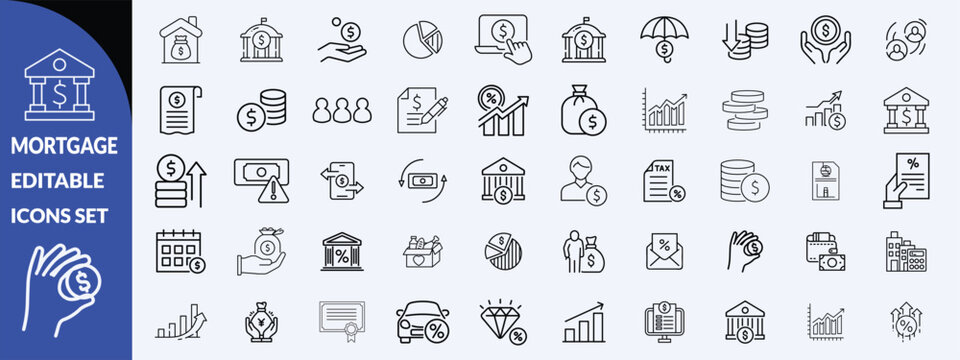 Loan and credit line icons. Editable stroke. For website marketing design, logo, app, template, ui, etc. big icon Vector set design .1