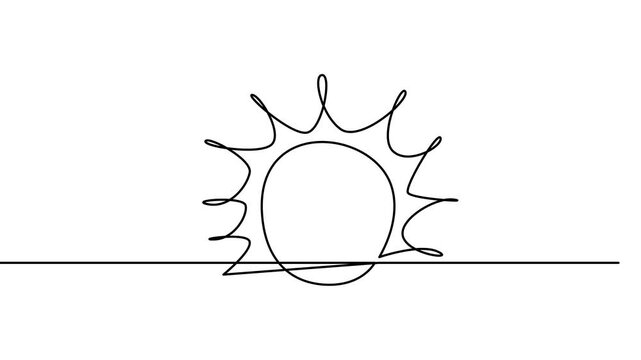 Continuous Line Drawing of Rising Sun