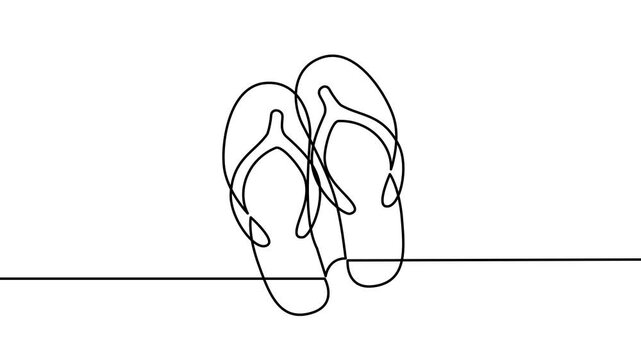 Continuous Line Art: Flip-Flops Sandal Summer Symbol