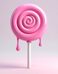 Pink lollipop with melting candy
