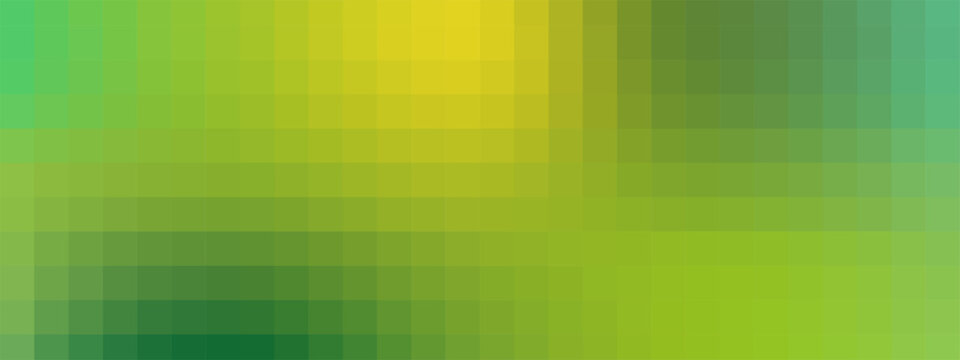 Abstract pixel gradient background displaying yellow to green color flow. Smooth transitions, soft blends, gentle shifts create fresh effect. Vector modern design pattern.
